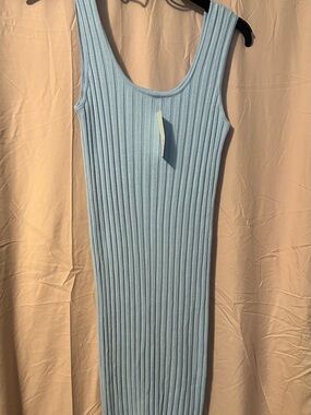 a new day Light Blue Ribbed Scoop Midi Dress